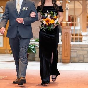 Black Velvet Off-the-shoulder Dress